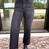 Vervet - High Rise Ankle Wide Leg Black Jeans-420 Denim-VEVERT BY FLYING MONKEY-July & June Women's Fashion Boutique Located in San Antonio, Texas