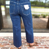 Vervet - High Rise Dark Trouser Style Jeans-420 Denim-VEVERT BY FLYING MONKEY-July & June Women's Fashion Boutique Located in San Antonio, Texas