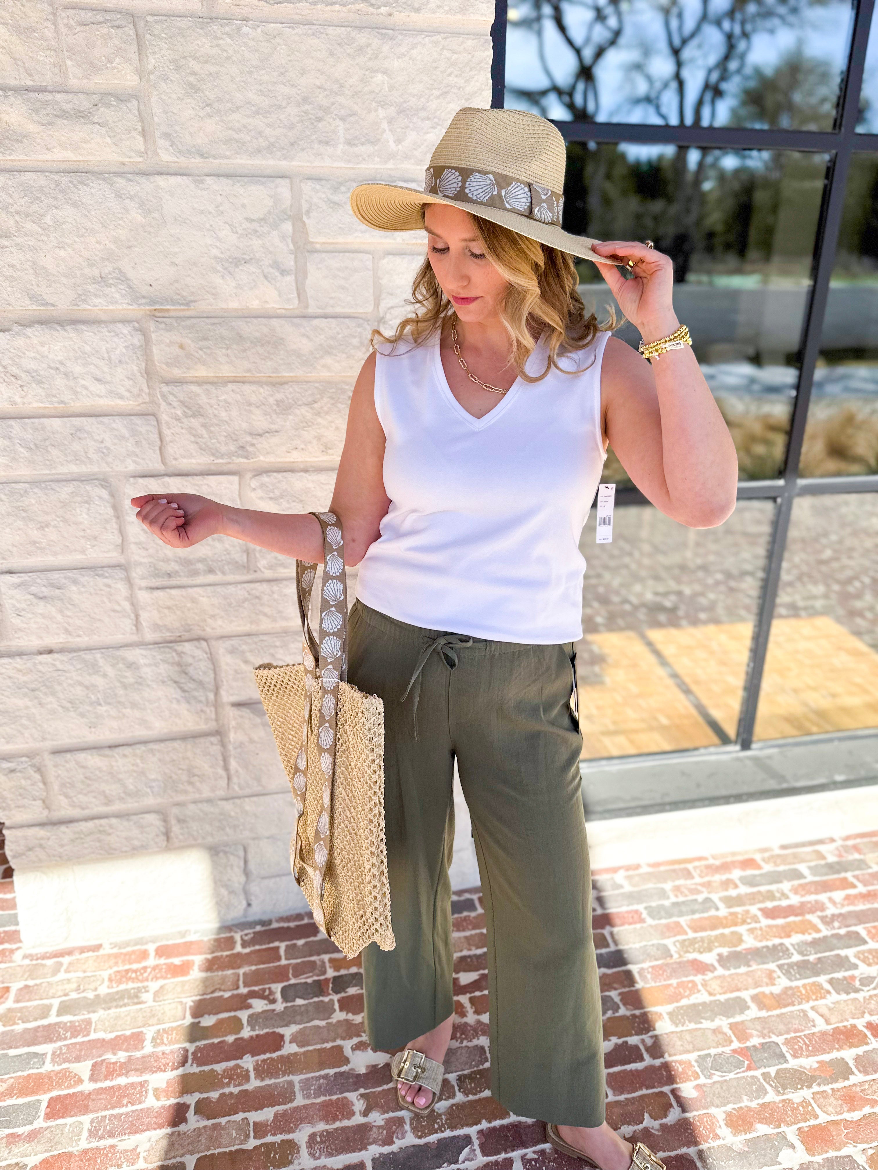 LIVERPOOL - Sleeveless V-Neck Knit Tank - White-210 Casual Blouses-LIVERPOOL JEANS COMPANY-July & June Women's Fashion Boutique Located in San Antonio, Texas