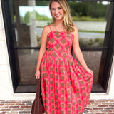 Carried Away Midi Dress - Coral-500 Midi-ENTRO-July & June Women's Fashion Boutique Located in San Antonio, Texas