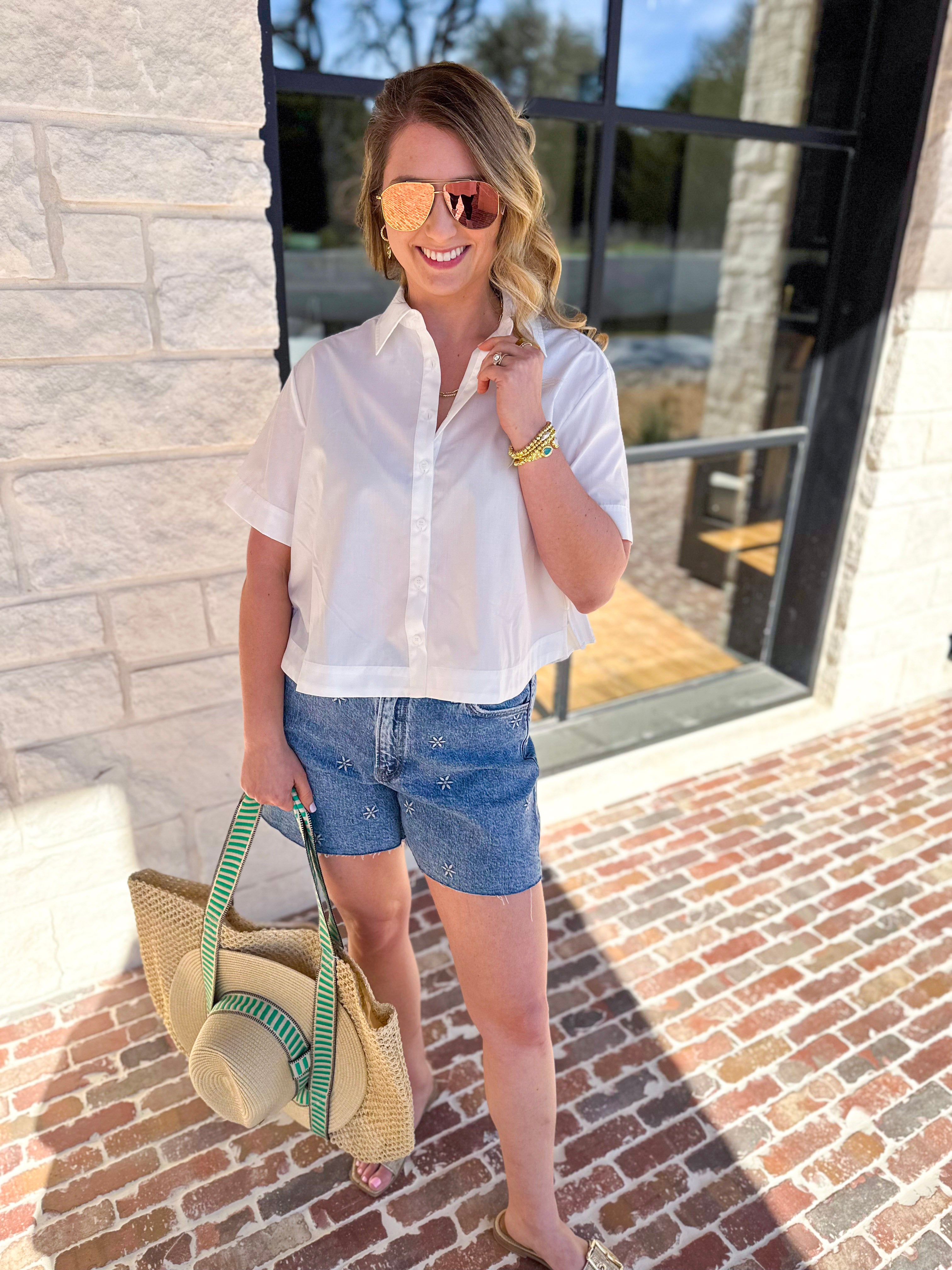 Current Air - Pleated Button Down Blouse-200 Fashion Blouses-CURRENT AIR CLOTHING-July & June Women's Fashion Boutique Located in San Antonio, Texas