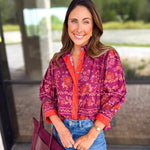 Spiced Plum Floral Blouse-200 Fashion Blouses-ENTRO-July & June Women's Fashion Boutique Located in San Antonio, Texas