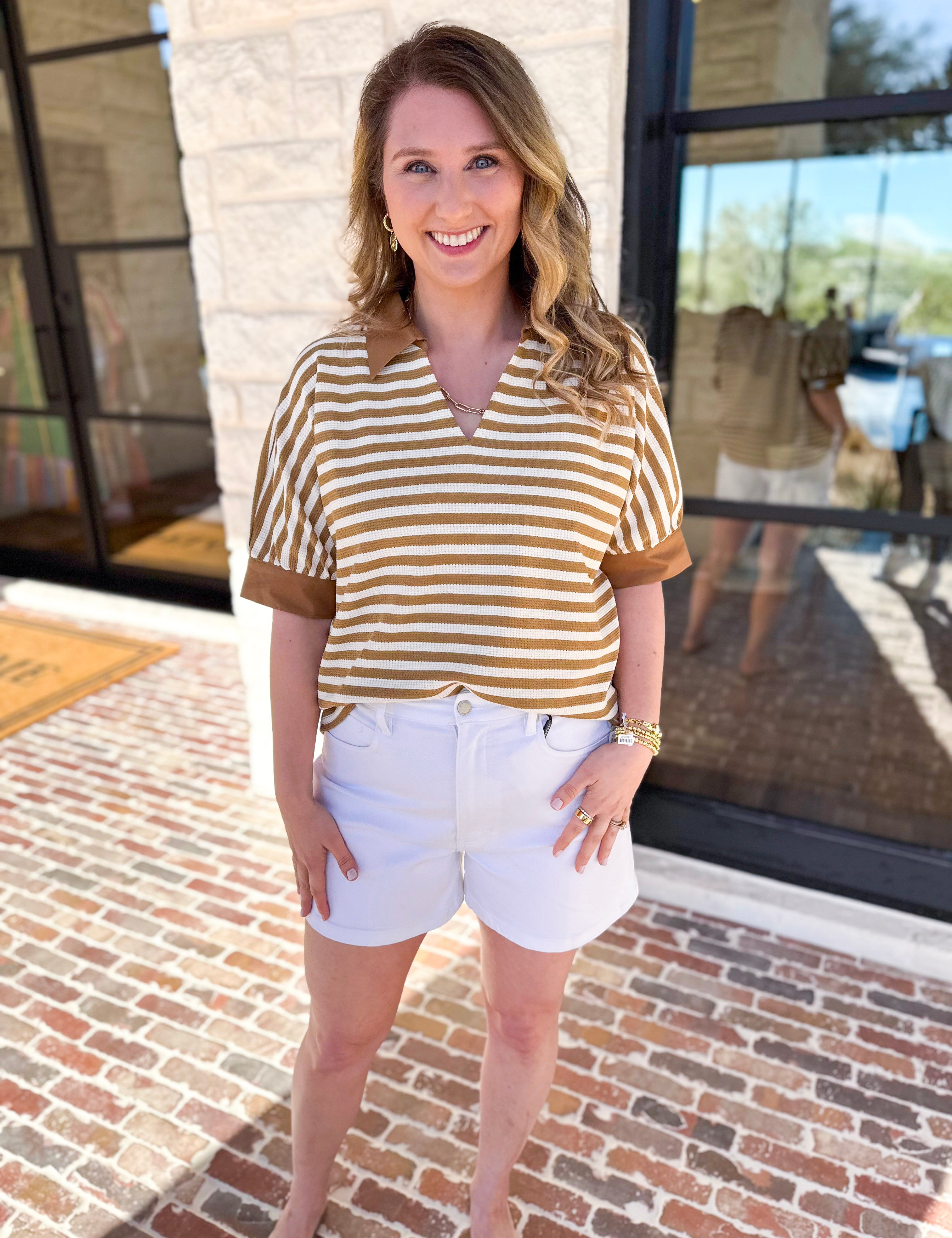 The Everyday Pick Top - Tan-200 Fashion Blouses-JODIFL-July & June Women's Fashion Boutique Located in San Antonio, Texas