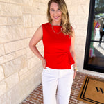 Current Air - Elevated Wrap Tank - Red-200 Fashion Blouses-CURRENT AIR CLOTHING-July & June Women's Fashion Boutique Located in San Antonio, Texas