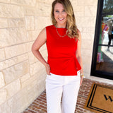 Current Air - Elevated Wrap Tank - Red-200 Fashion Blouses-CURRENT AIR CLOTHING-July & June Women's Fashion Boutique Located in San Antonio, Texas