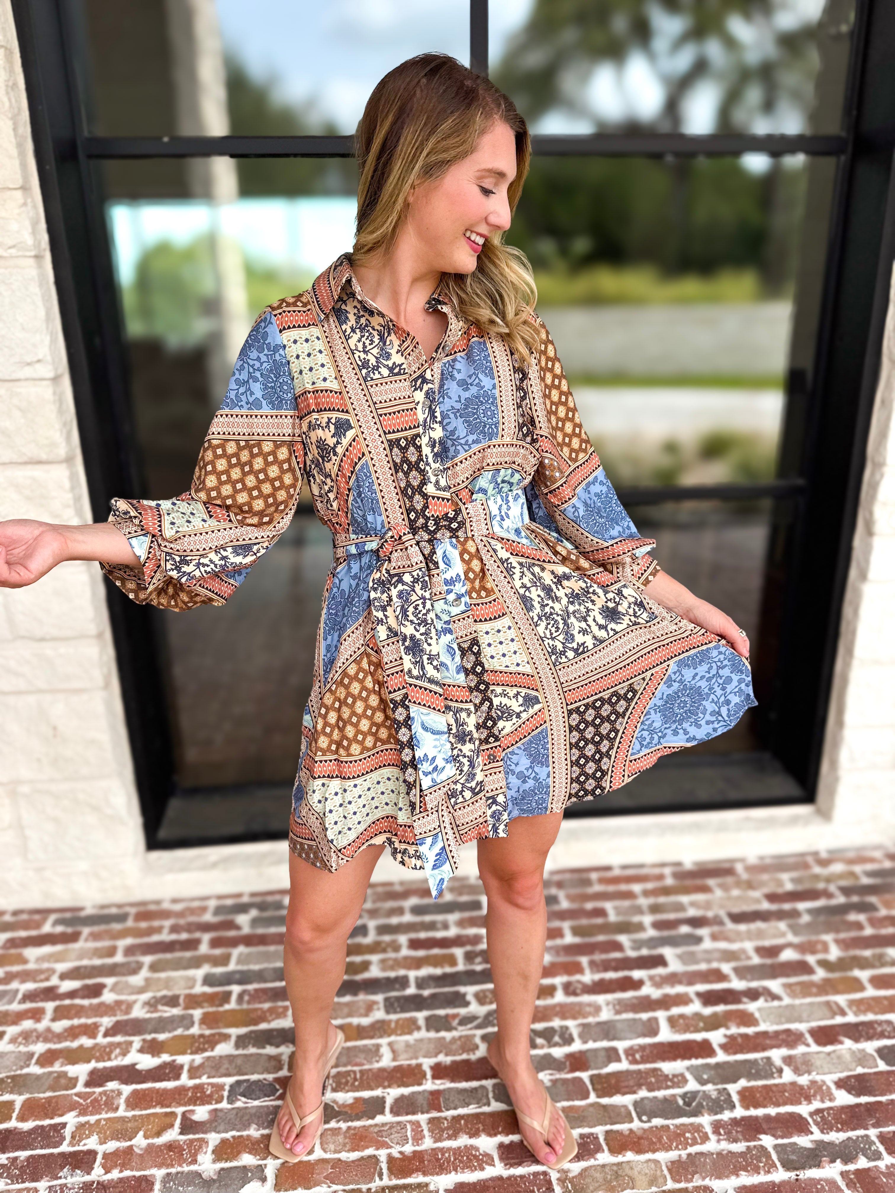 Effortless Mixed Print Mini Dress-510 Mini-ENTRO-July & June Women's Fashion Boutique Located in San Antonio, Texas