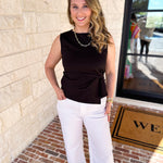 Current Air - Elevated Wrap Tank - Black-200 Fashion Blouses-CURRENT AIR CLOTHING-July & June Women's Fashion Boutique Located in San Antonio, Texas