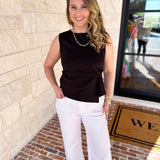 Current Air - Elevated Wrap Tank - Black-200 Fashion Blouses-CURRENT AIR CLOTHING-July & June Women's Fashion Boutique Located in San Antonio, Texas