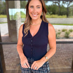 Current Air - Navy Knit Vest-200 Fashion Blouses-CURRENT AIR CLOTHING-July & June Women's Fashion Boutique Located in San Antonio, Texas