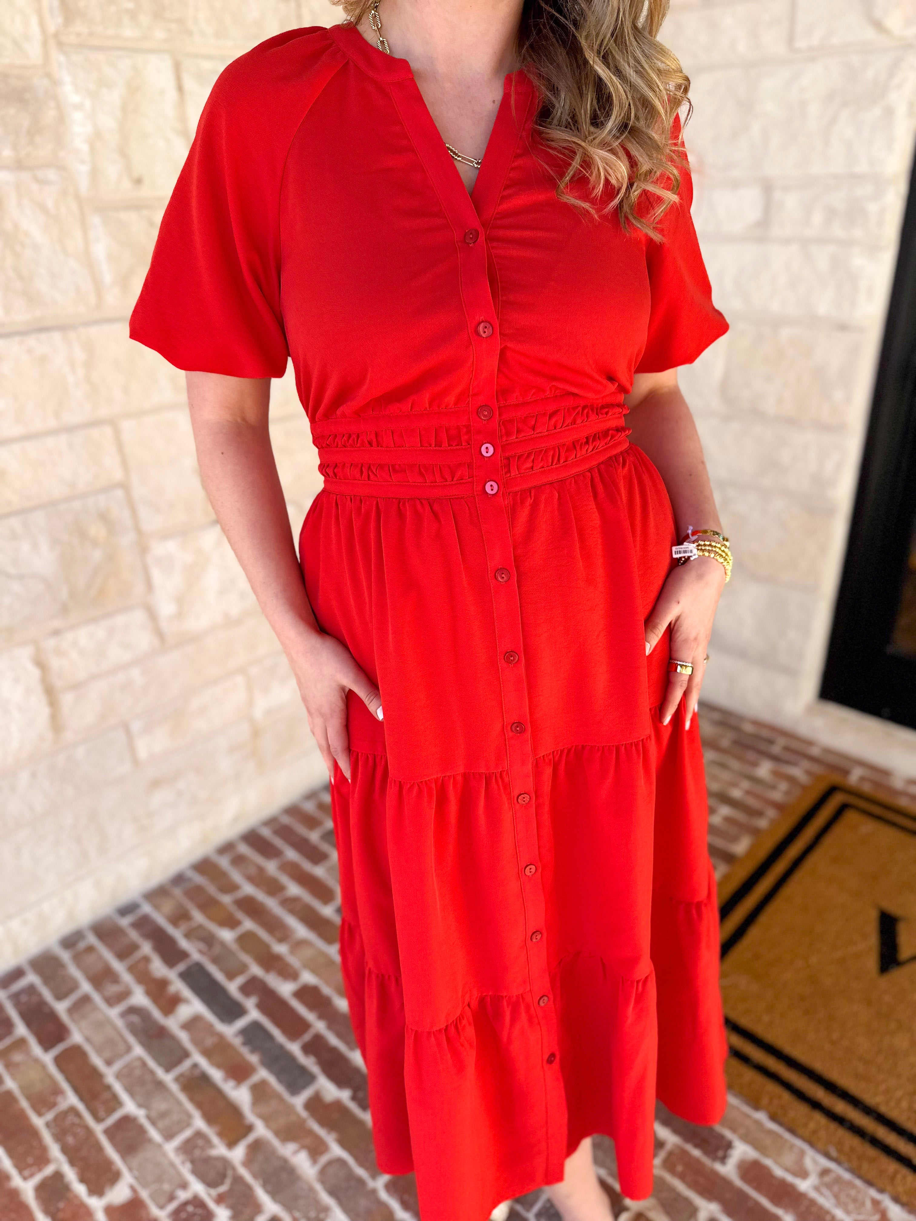 The Carrie Midi Dress - Red-500 Midi-IN FEBRUARY-July & June Women's Fashion Boutique Located in San Antonio, Texas