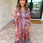 Current Air - Fall Gardens Midi Dress-500 Midi-CURRENT AIR CLOTHING-July & June Women's Fashion Boutique Located in San Antonio, Texas