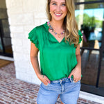 Current Air - Kelly Green Crochet Details Blouse-200 Fashion Blouses-CURRENT AIR CLOTHING-July & June Women's Fashion Boutique Located in San Antonio, Texas