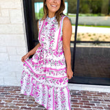 THML - Lillian Pink Floral Midi Dress-500 Midi-THML-July & June Women's Fashion Boutique Located in San Antonio, Texas