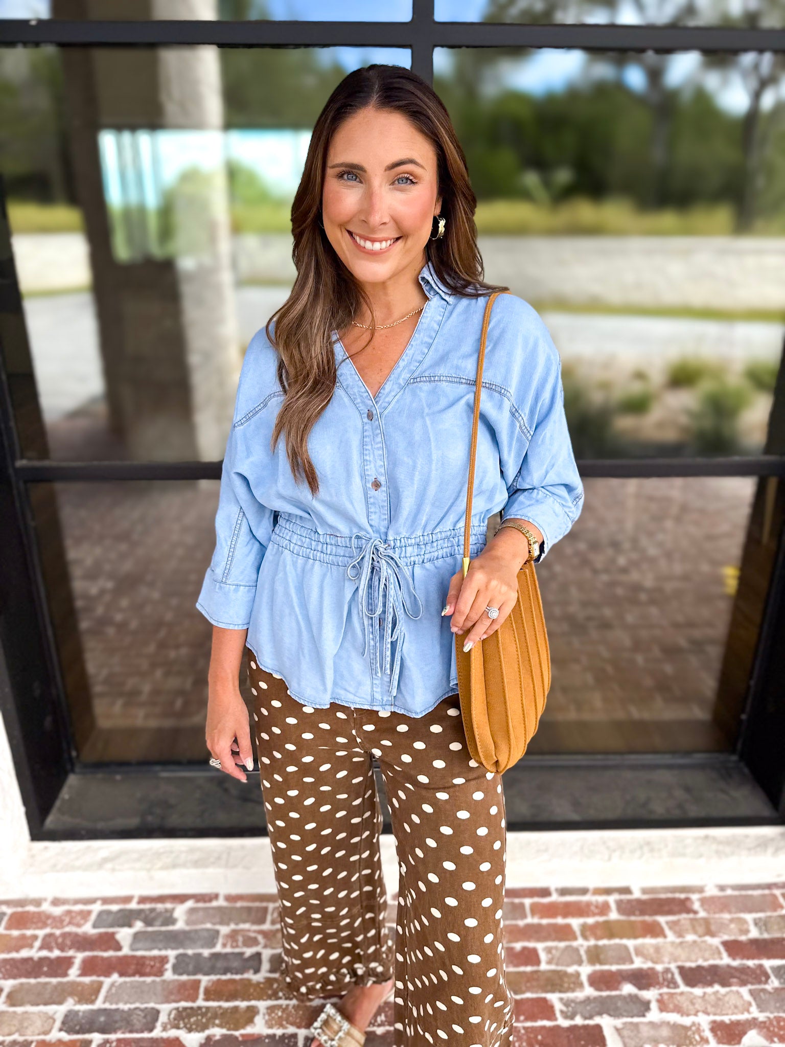 Easy Days Denim Top-200 Fashion Blouses-ENTRO-July & June Women's Fashion Boutique Located in San Antonio, Texas