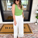 Current Air - Knit V-Neck Tank - Matcha-210 Casual Blouses-CURRENT AIR CLOTHING-July & June Women's Fashion Boutique Located in San Antonio, Texas