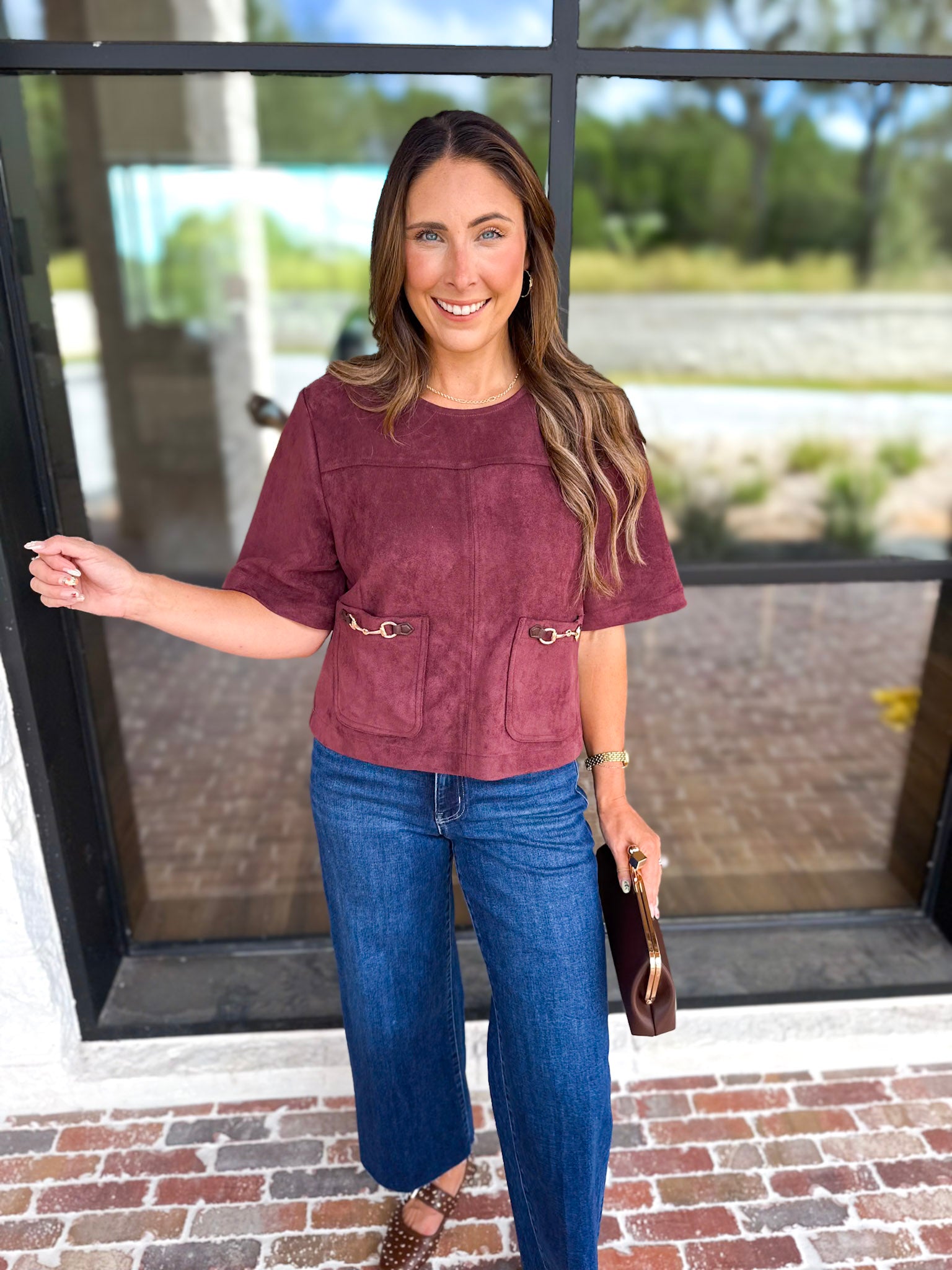 In Style Suede Top - Merlot-200 Fashion Blouses-ENTRO-July & June Women's Fashion Boutique Located in San Antonio, Texas