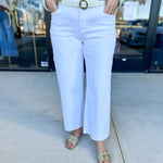 Vervet - High Rise Cropped Wide Leg White Jeans-400 Pants-VEVERT BY FLYING MONKEY-July & June Women's Fashion Boutique Located in San Antonio, Texas