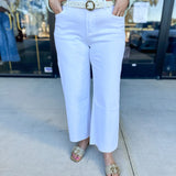 Vervet - High Rise Cropped Wide Leg White Jeans-400 Pants-VEVERT BY FLYING MONKEY-July & June Women's Fashion Boutique Located in San Antonio, Texas
