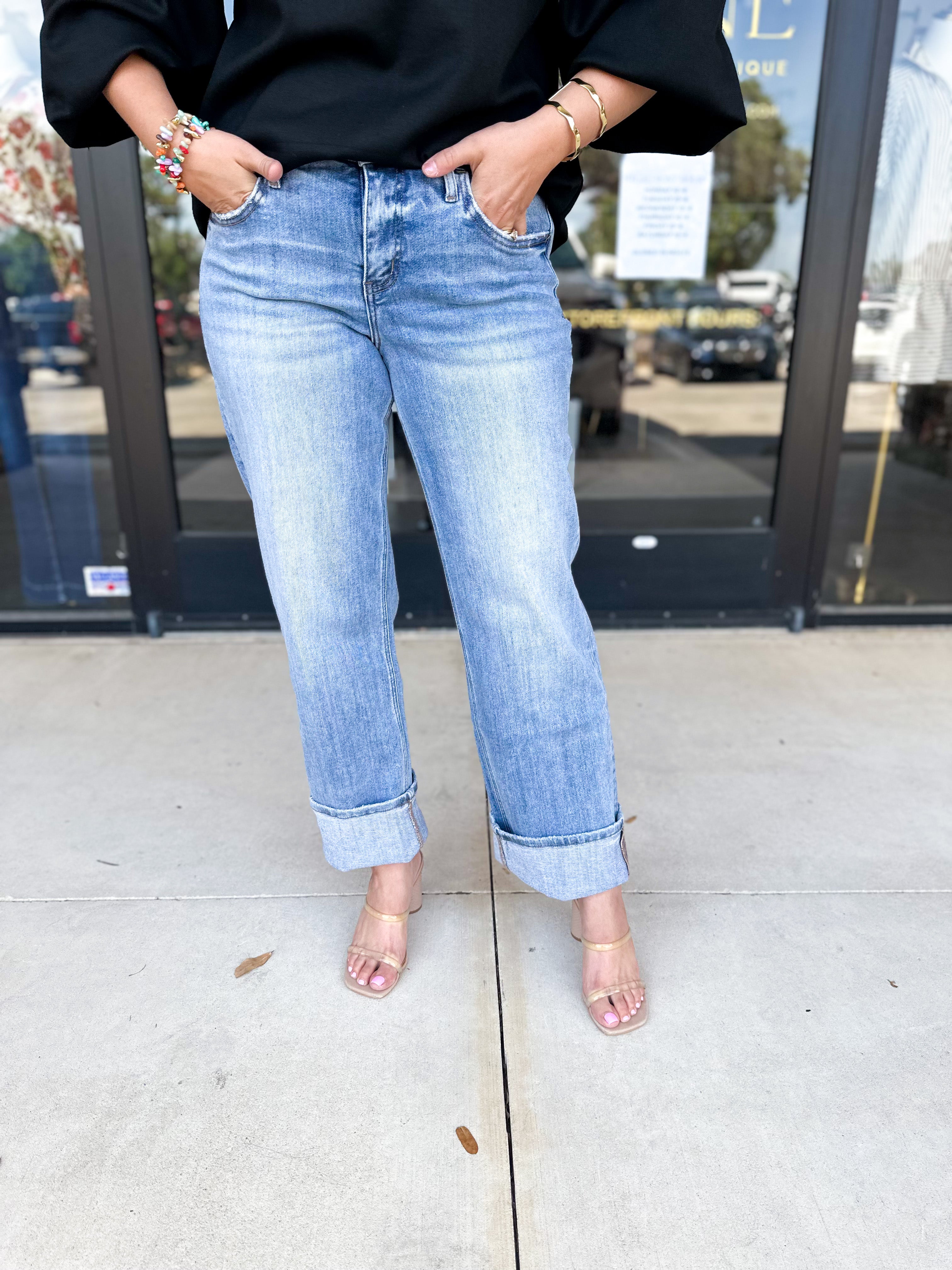 Vervet- Mid Rise Tummy Control Slim Wide Leg Jeans-VEVERT BY FLYING MONKEY-July & June Women's Fashion Boutique Located in San Antonio, Texas