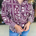 The Wrenlee Blouse - Wine-200 Fashion Blouses-POLOGRAM-July & June Women's Fashion Boutique Located in San Antonio, Texas