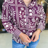 The Wrenlee Blouse - Wine-200 Fashion Blouses-POLOGRAM-July & June Women's Fashion Boutique Located in San Antonio, Texas