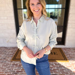 Bow Detailed Blouse - Mint-200 Fashion Blouses-IN FEBRUARY-July & June Women's Fashion Boutique Located in San Antonio, Texas
