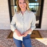 Bow Detailed Blouse - Mint-200 Fashion Blouses-IN FEBRUARY-July & June Women's Fashion Boutique Located in San Antonio, Texas