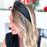 Satin Knotted Headband - Black-130 ACCESSORIES-SHIRALEAH-July & June Women's Fashion Boutique Located in San Antonio, Texas