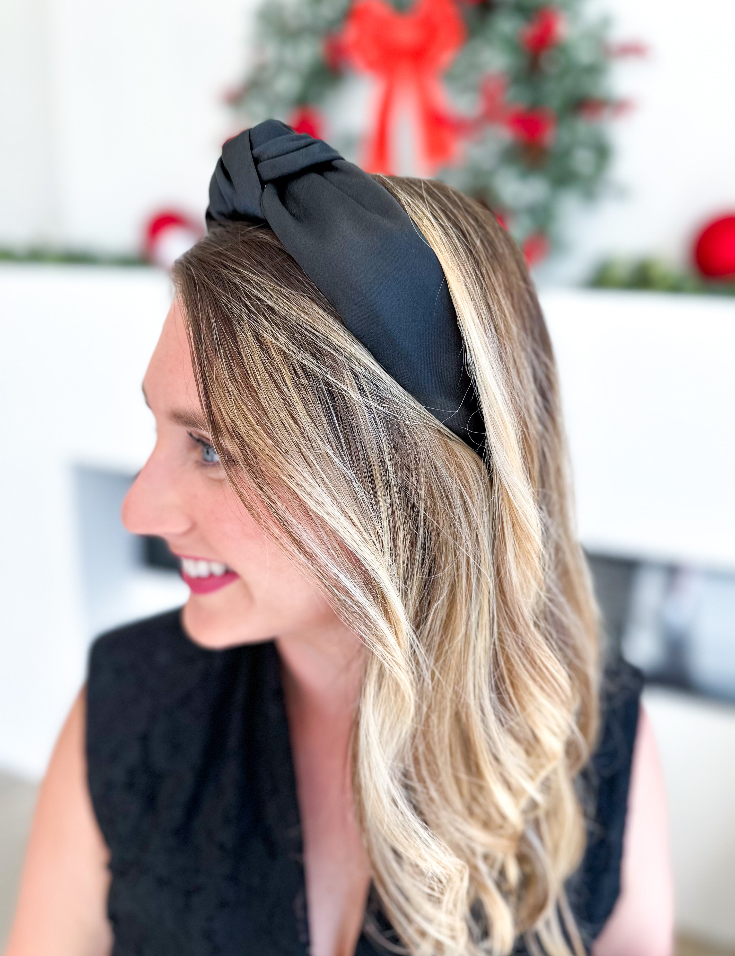 Satin Knotted Headband - Black-130 ACCESSORIES-SHIRALEAH-July & June Women's Fashion Boutique Located in San Antonio, Texas