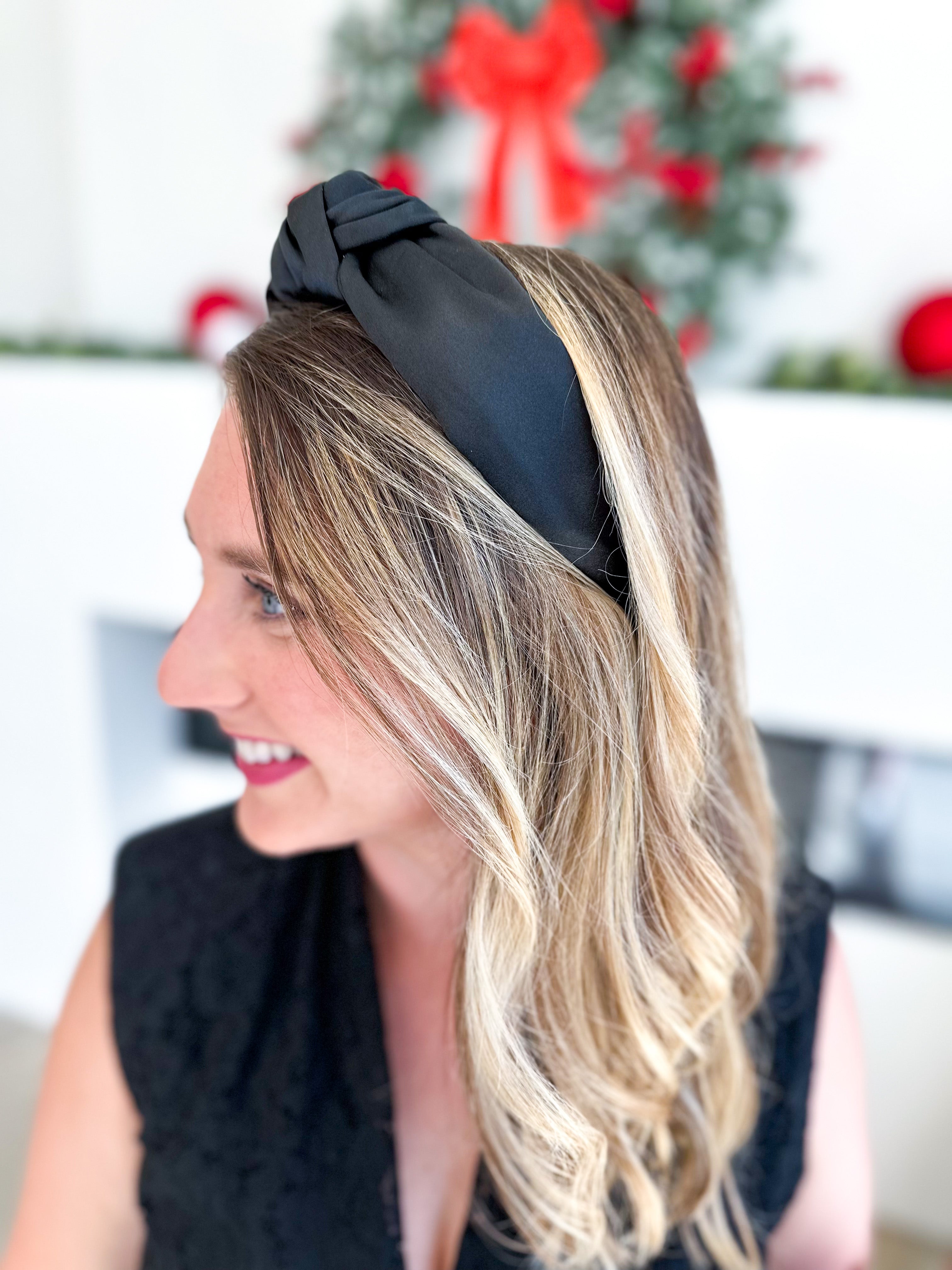 Satin Knotted Headband - Black-130 ACCESSORIES-SHIRALEAH-July & June Women's Fashion Boutique Located in San Antonio, Texas