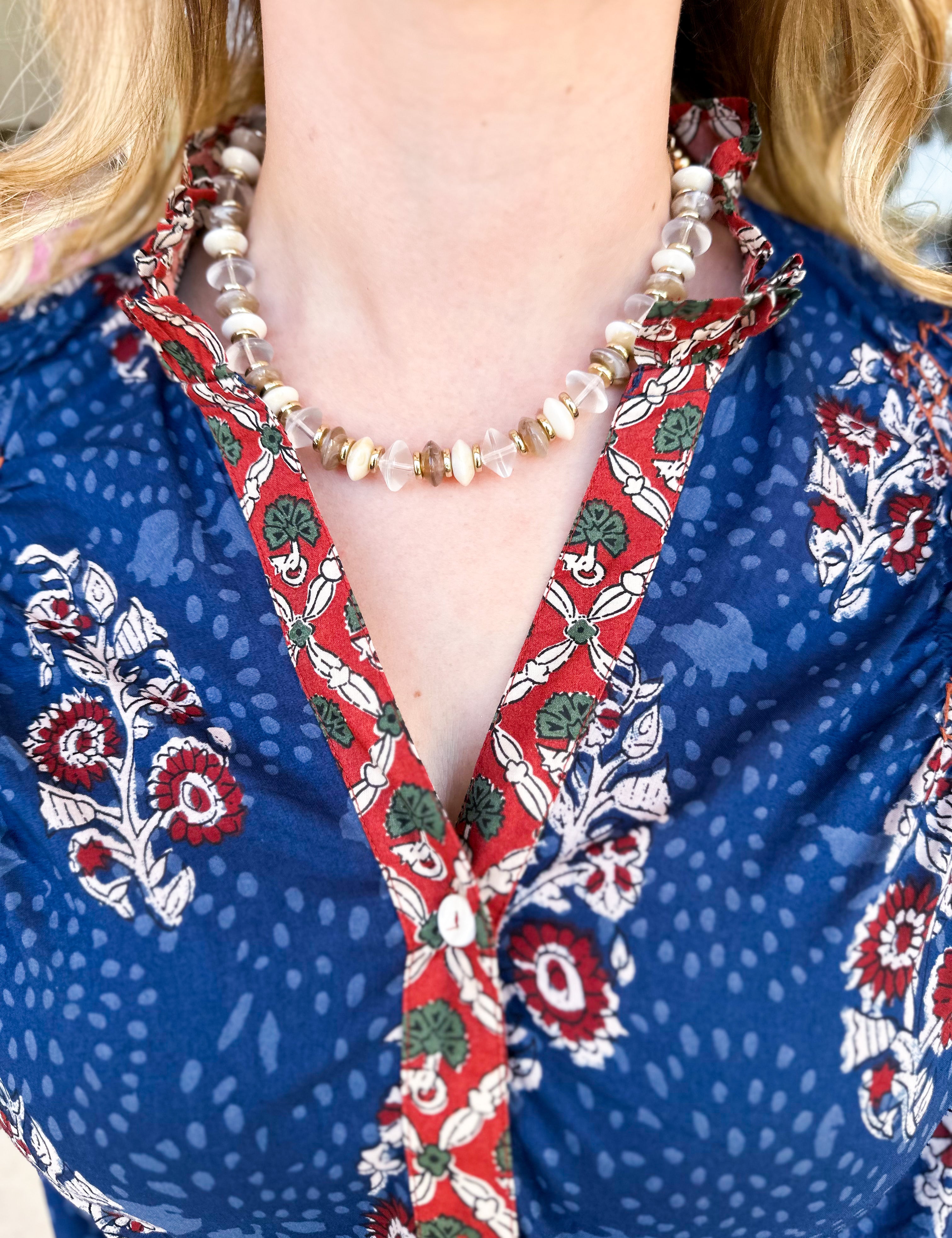 Treasure Jewels - Cream Pop Beaded Necklace-110 Jewelry & Hair-Treasure Jewels-July & June Women's Fashion Boutique Located in San Antonio, Texas