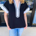 THML - Classy Varsity Stripe Blouse-200 Fashion Blouses-THML-July & June Women's Fashion Boutique Located in San Antonio, Texas