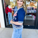 THML- Floral & Stripe Knit Top-230 Sweaters/Cardis-THML-July & June Women's Fashion Boutique Located in San Antonio, Texas