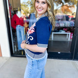 THML- Floral & Stripe Knit Top-230 Sweaters/Cardis-THML-July & June Women's Fashion Boutique Located in San Antonio, Texas