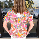 Pastel Paradise Blouse-200 Fashion Blouses-FATE-July & June Women's Fashion Boutique Located in San Antonio, Texas