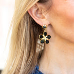 Easton Elle - Black Flower Earrings-110 Jewelry & Hair-Easton Elle-July & June Women's Fashion Boutique Located in San Antonio, Texas