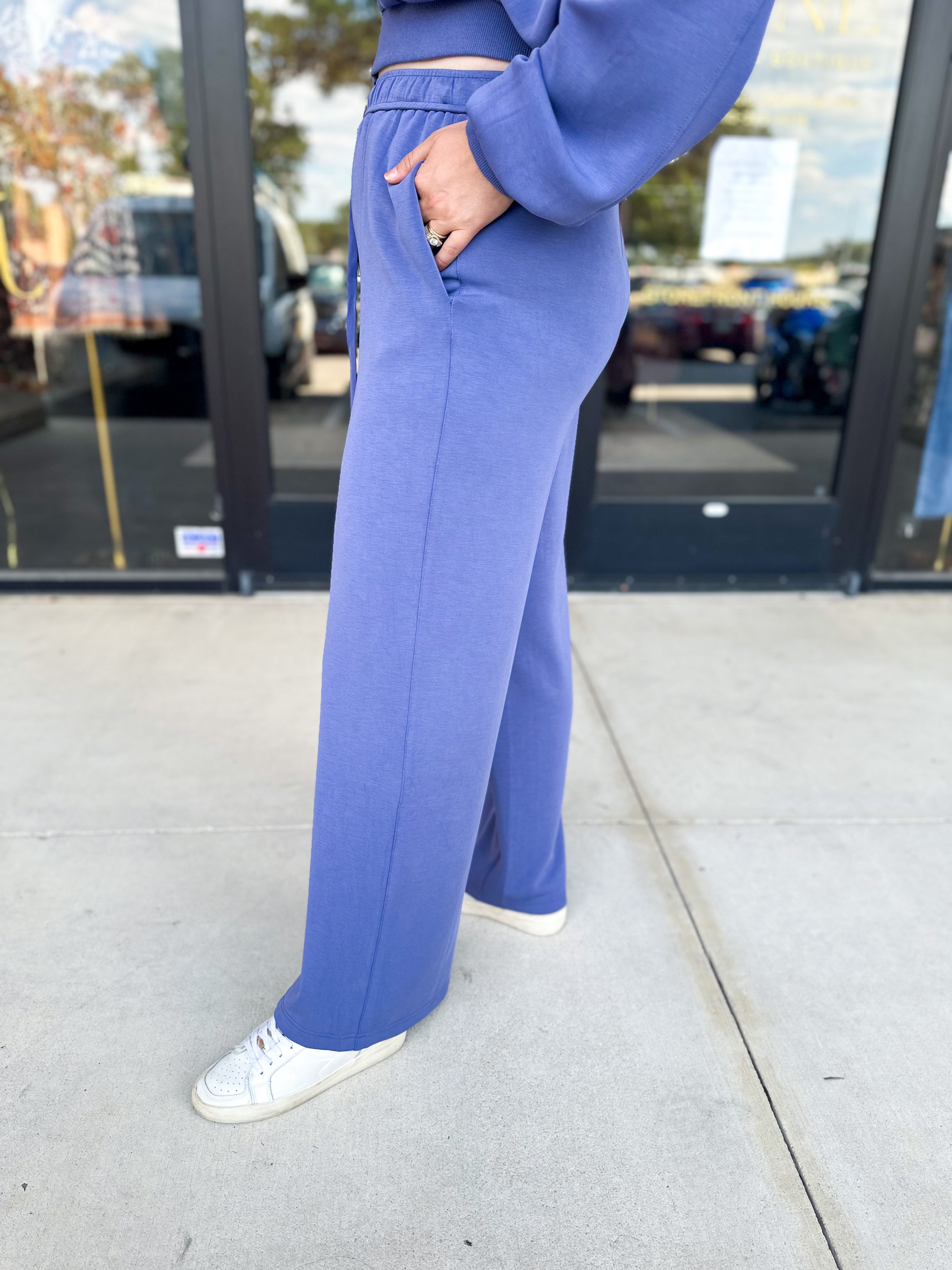 Soft Modal Lounge Pants - Denim Blue-300 Athleisure/Lounge-SKIES ARE BLUE-July & June Women's Fashion Boutique Located in San Antonio, Texas