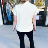 THML - Mock Neck Fuzzy Sweater Top - Cream-230 Sweaters/Cardis-THML-July & June Women's Fashion Boutique Located in San Antonio, Texas