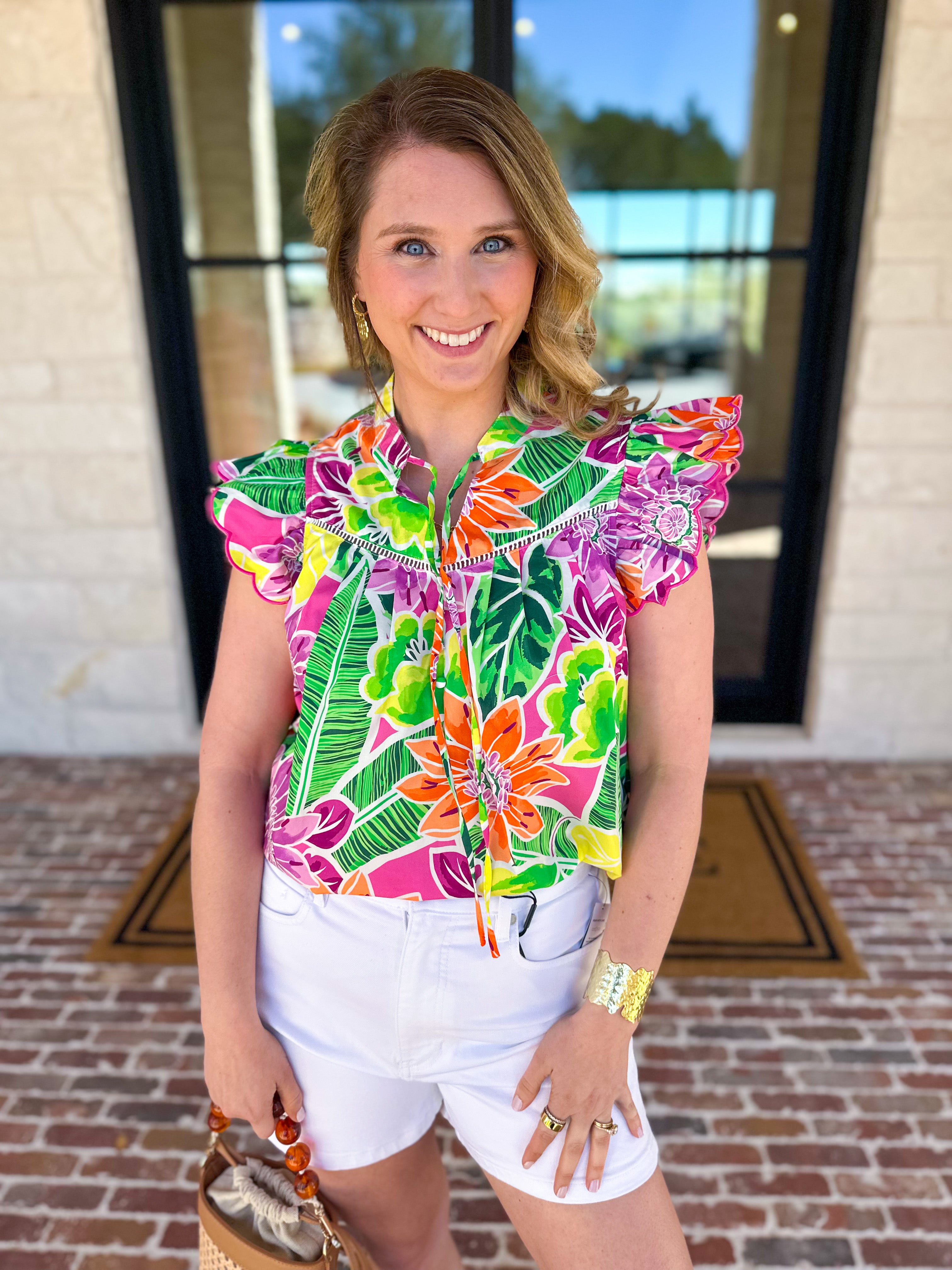 Take Me To The Tropics Blouse-200 Fashion Blouses-FATE-July & June Women's Fashion Boutique Located in San Antonio, Texas