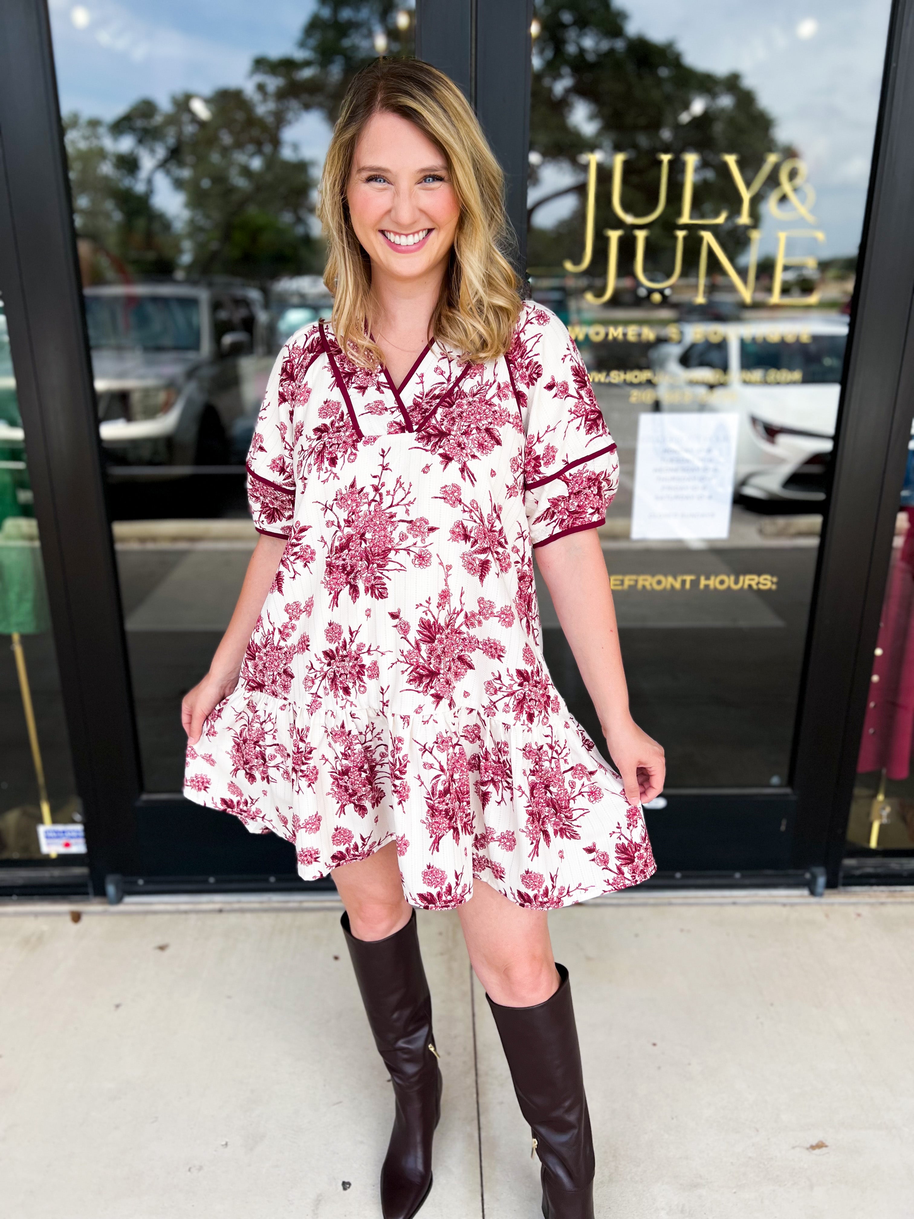 The Olivia Mini Dress - Burgundy-510 Mini-ENTRO-July & June Women's Fashion Boutique Located in San Antonio, Texas