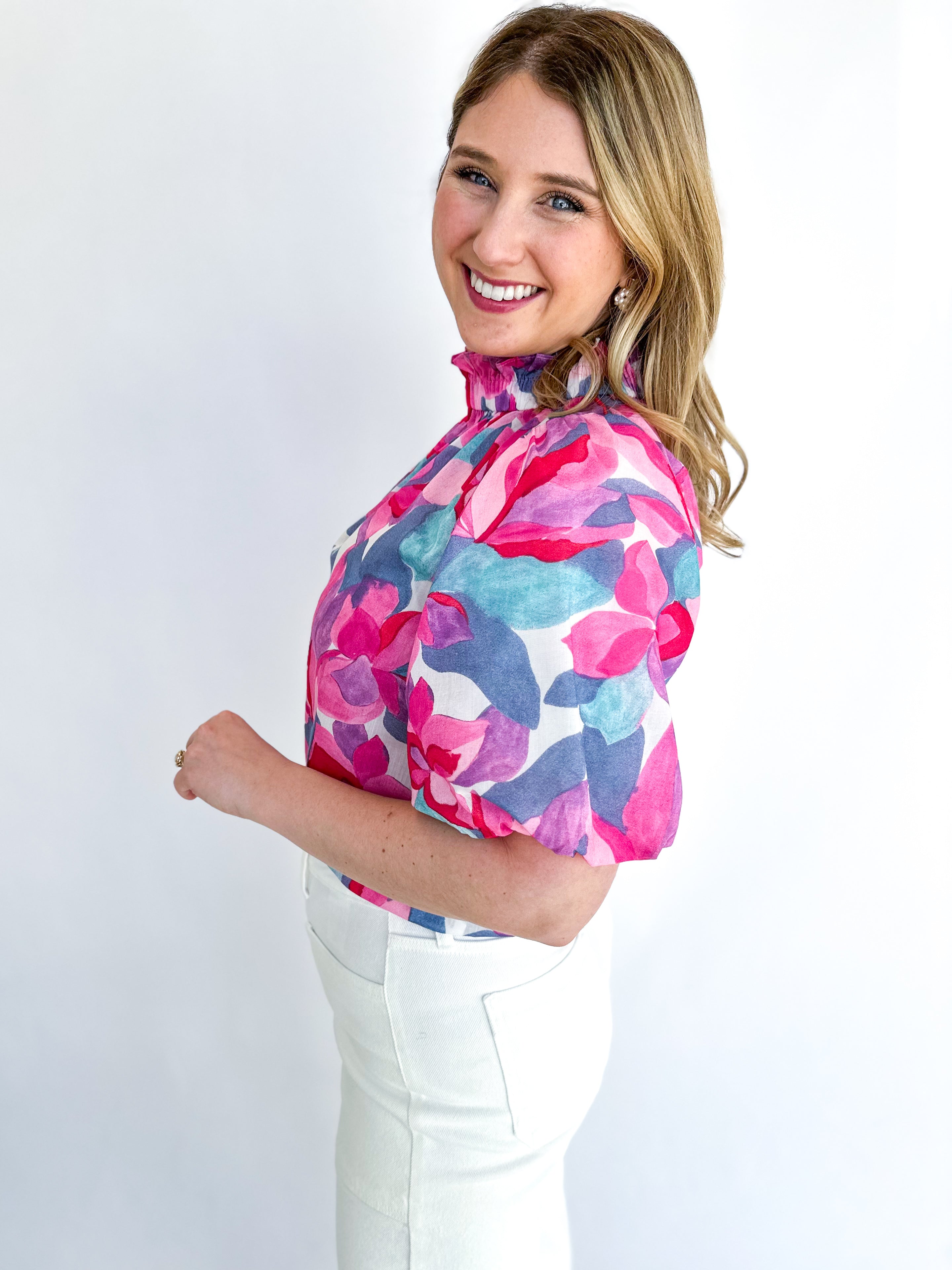 Watercolor Floral Blouse - THML-200 Fashion Blouses-THML-July & June Women's Fashion Boutique Located in San Antonio, Texas