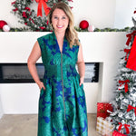 Teal & Bold Blue Midi Dress-500 Midi-FATE-July & June Women's Fashion Boutique Located in San Antonio, Texas