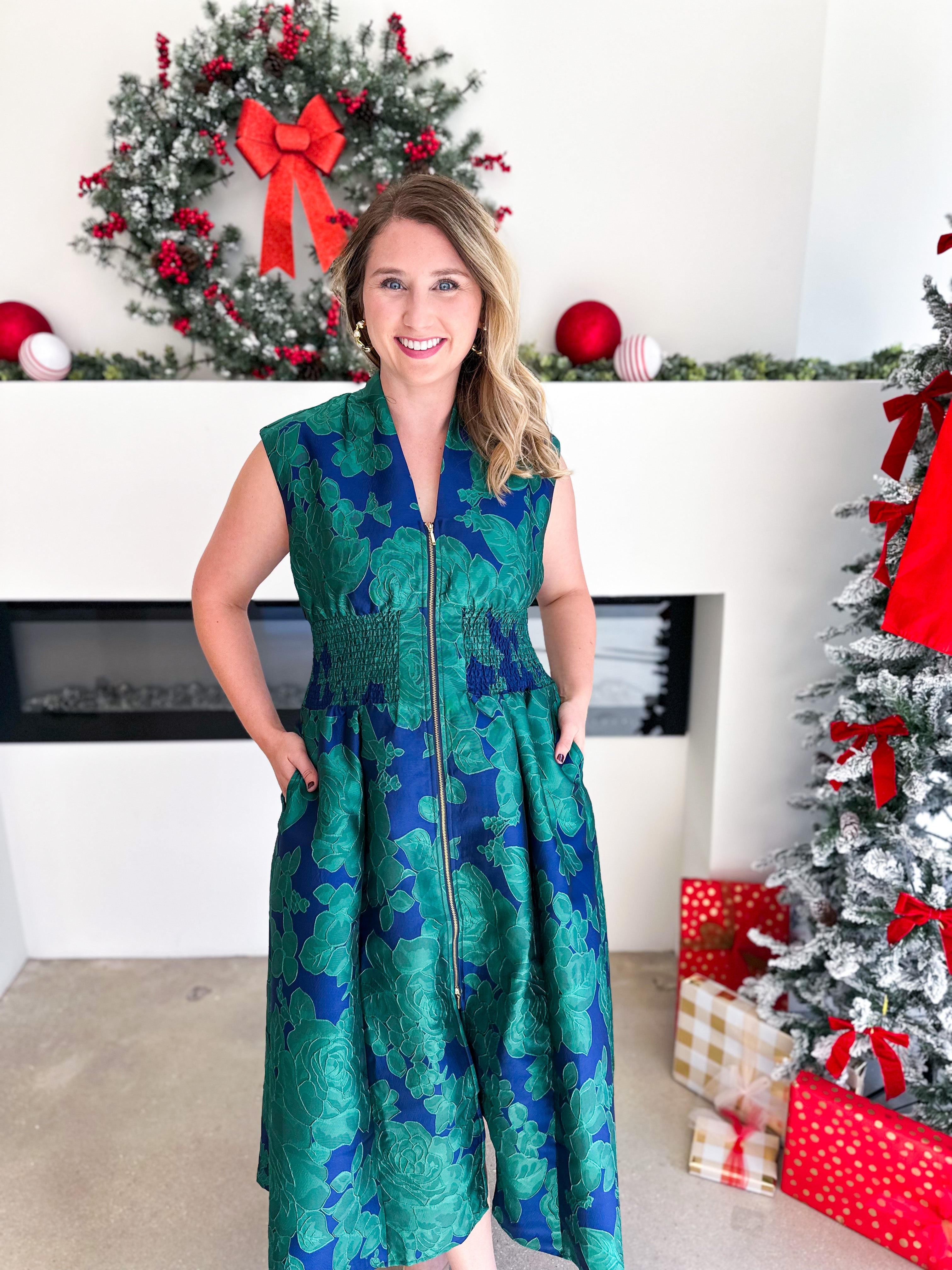 Teal & Bold Blue Midi Dress-500 Midi-FATE-July & June Women's Fashion Boutique Located in San Antonio, Texas