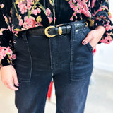 Vervet - High Rise Black Cuffed Wide Leg Jeans-400 Pants-VEVERT BY FLYING MONKEY-July & June Women's Fashion Boutique Located in San Antonio, Texas