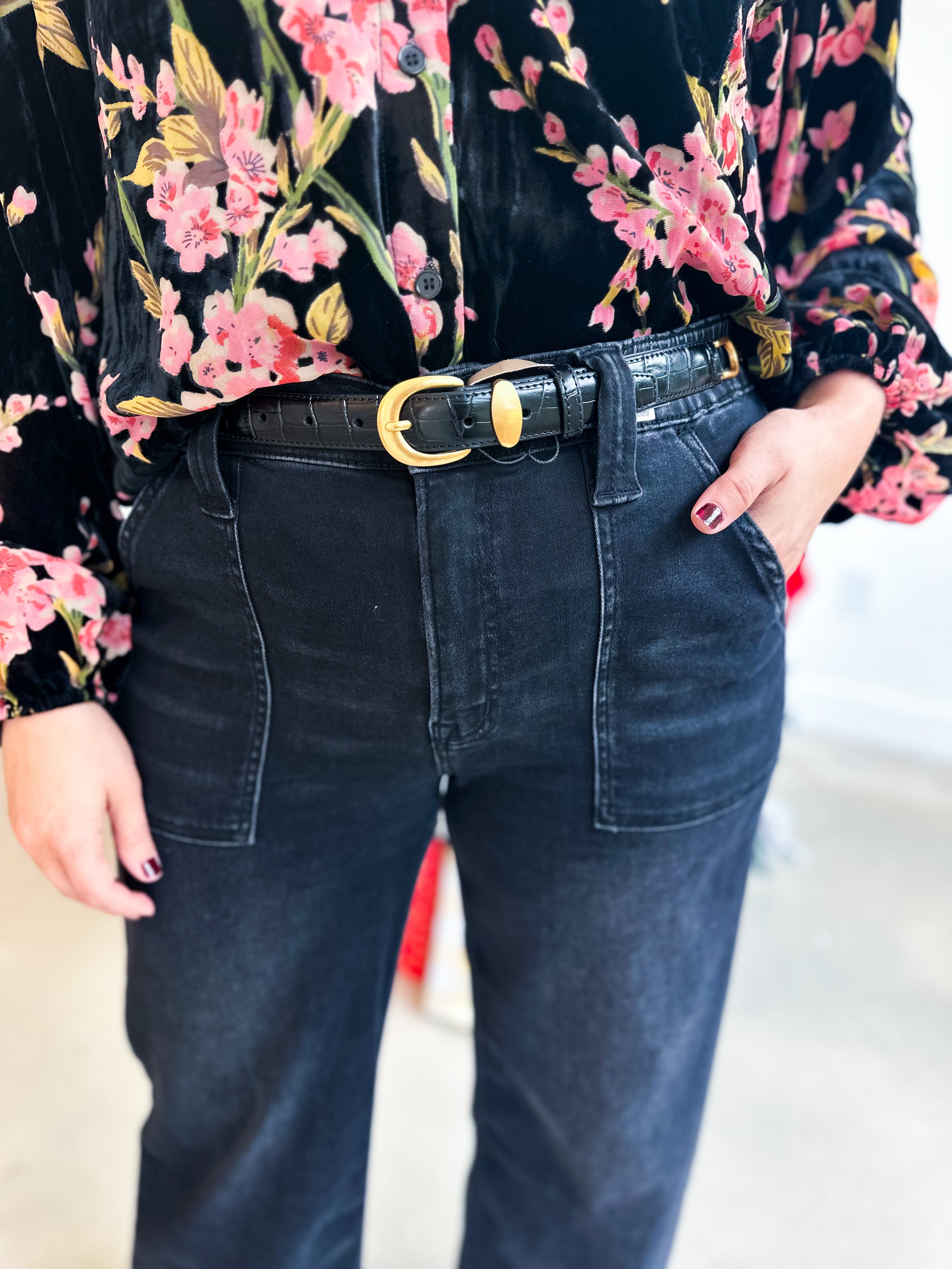 Vervet - High Rise Black Cuffed Wide Leg Jeans-400 Pants-VEVERT BY FLYING MONKEY-July & June Women's Fashion Boutique Located in San Antonio, Texas