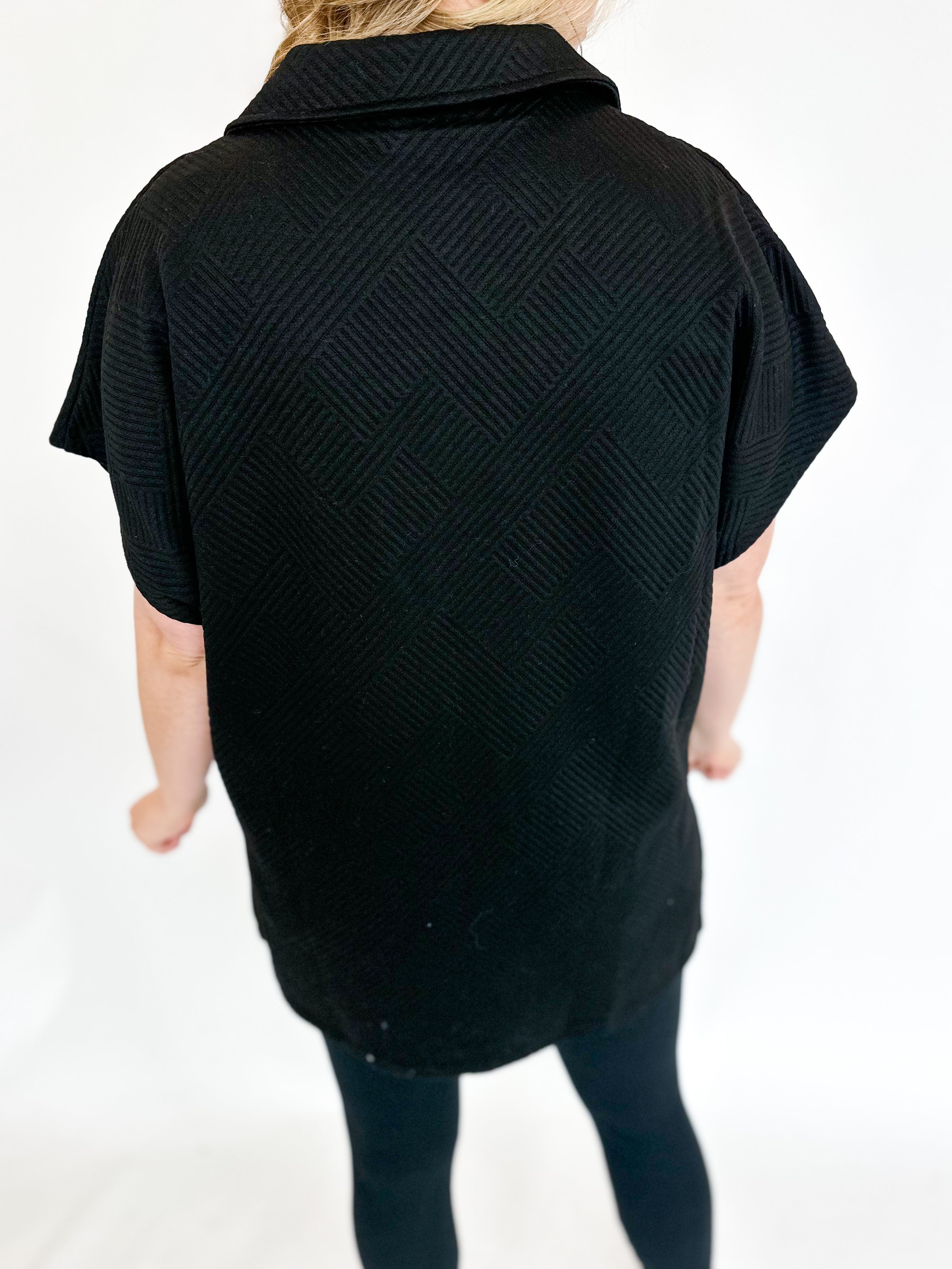 Textured Tunic - Black-200 Fashion Blouses-SEE AND BE SEEN-July & June Women's Fashion Boutique Located in San Antonio, Texas