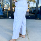Vervet - High Rise Cropped Wide Leg White Jeans-400 Pants-VEVERT BY FLYING MONKEY-July & June Women's Fashion Boutique Located in San Antonio, Texas