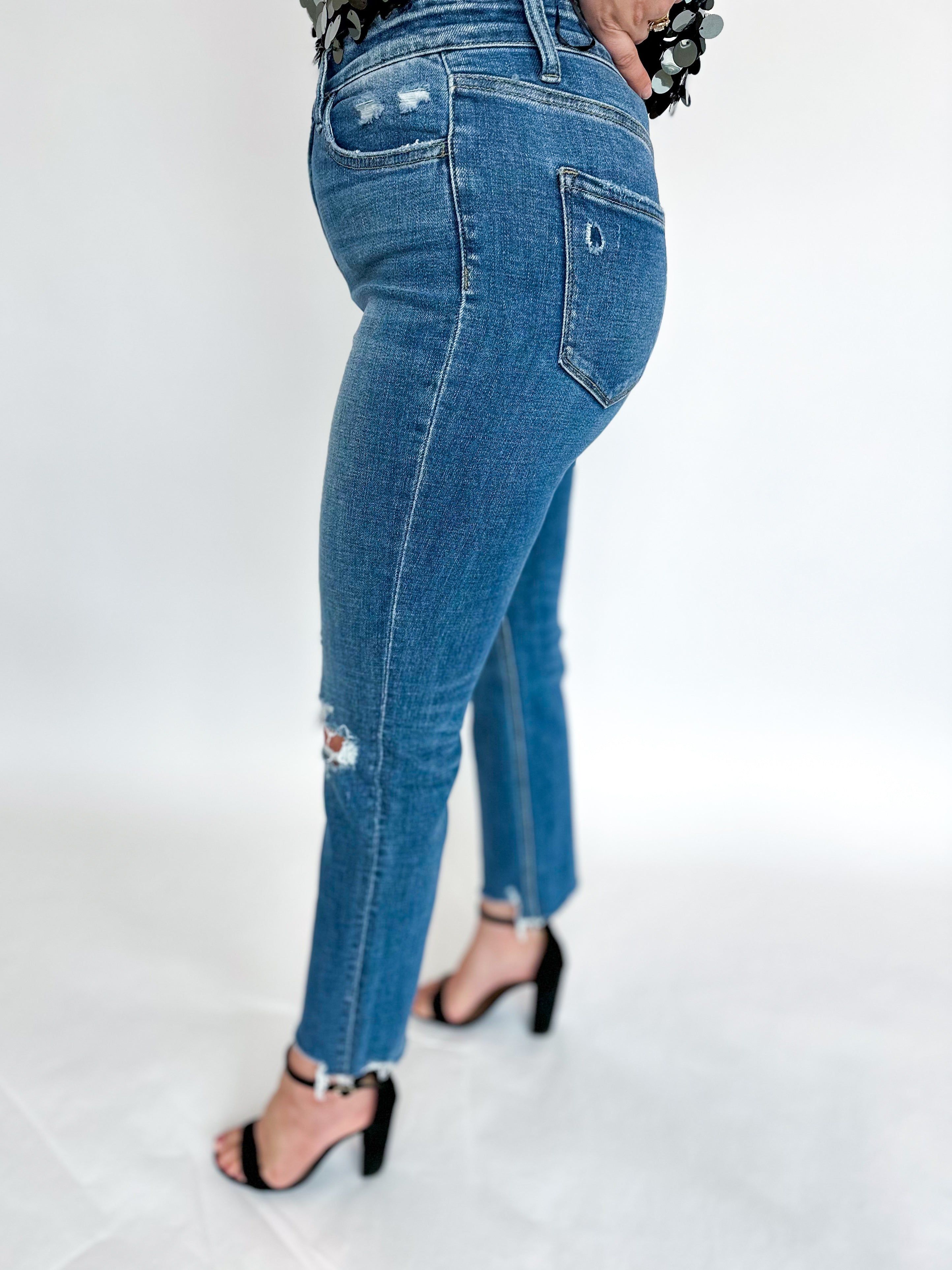 Vervet High Rise Ankle Slim Straight Jeans-400 Pants-VEVERT BY FLYING MONKEY-July & June Women's Fashion Boutique Located in San Antonio, Texas