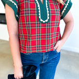 Classy Christmas Blouse-200 Fashion Blouses-ENTRO-July & June Women's Fashion Boutique Located in San Antonio, Texas