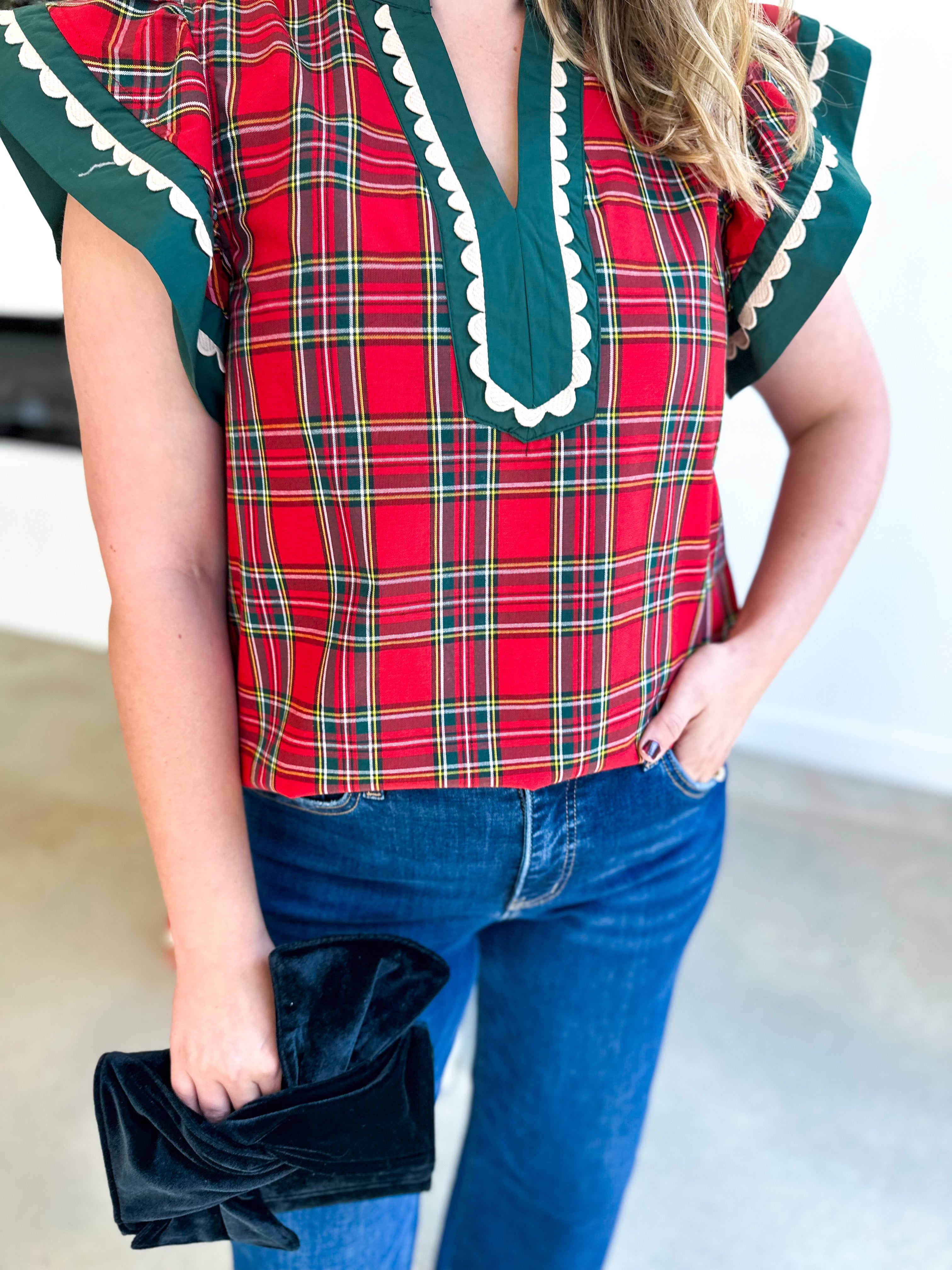 Classy Christmas Blouse-200 Fashion Blouses-ENTRO-July & June Women's Fashion Boutique Located in San Antonio, Texas